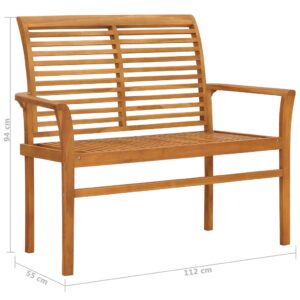 vidaXL Trädgårdsbänk med gräddvit dyna 112 cm massiv teak - Bild 4