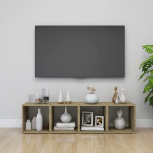 vidaXL TV-bänk vit och sonoma-ek 37x35x37 cm konstruerat trä - Bild 7