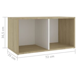 vidaXL TV-bänk vit och sonoma ek 72x35x36,5 cm konstruerat trä - Bild 9