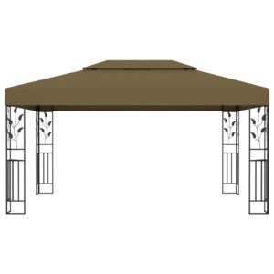 vidaXL Paviljong dubbla tak och ljusslinga LED 3x4 m taupe - Bild 4