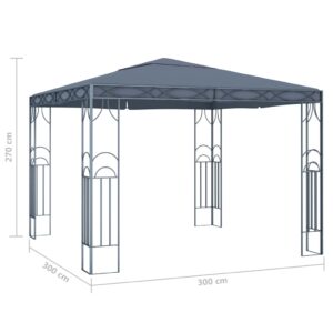 vidaXL Paviljong med ljusslinga LED 300x300 cm antracit - Bild 8