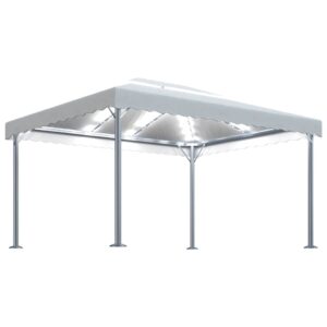 vidaXL Paviljong med ljusslinga LED 400x300 cm gräddvit aluminium - Bild 2