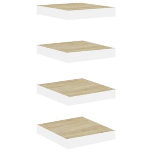 vidaXL Svävande vägghyllor 4 st ek och vit 23x23,5x3,8 cm MDF - Bild 2