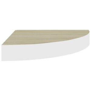 vidaXL Svävande hörnhyllor 4 st ek och vit 25x25x3,8 cm MDF - Bild 4