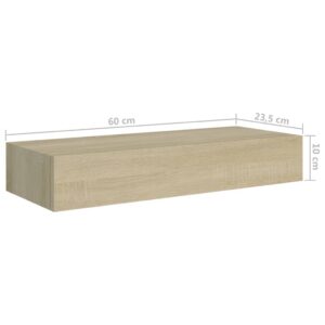 vidaXL Väggmonterad låda ek 60x23,5x10 cm MDF - Bild 9