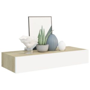 vidaXL Vägglådor ek och vit 2 st 60x23,5x10 cm MDF - Bild 3