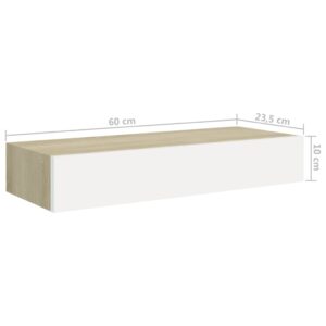 vidaXL Vägglådor ek och vit 2 st 60x23,5x10 cm MDF - Bild 10