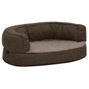 vidaXL Ergonomisk hundmadrass 60x42 cm linnelook fleece brun - Bild 2