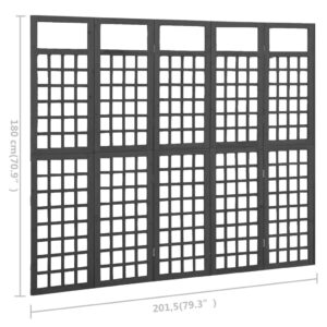 vidaXL Rumsavdelare/Spaljé 5 paneler massiv gran svart 201,5x180 cm - Bild 6