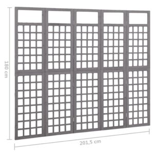 vidaXL Rumsavdelare/Spaljé 5 paneler massiv furu grå 201,5x180 cm - Bild 6