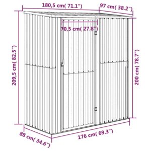 vidaXL Trädgårdsskjul grön 180,5x97x209,5 cm galvaniserat stål - Bild 8