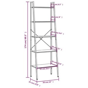 vidaXL Hylla 5 plan mörkbrun och svart 56x35x174 cm - Bild 8