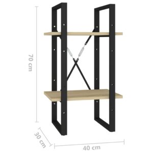 vidaXL Bokhylla 2 hyllor sonoma-ek 40x30x70 cm konstruerat trä - Bild 7