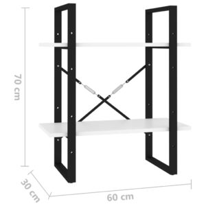 vidaXL Bokhylla 2 hyllplan vit 60x30x70 cm konstruerat trä - Bild 7