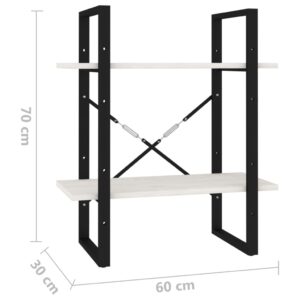 vidaXL Bokhylla 2 hyllplan vit 60x30x70 cm massiv furu - Bild 8