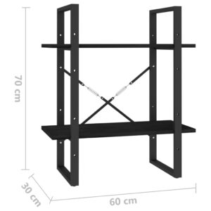 vidaXL Bokhylla 2 hyllplan svart 60x30x70 cm massiv furu - Bild 8