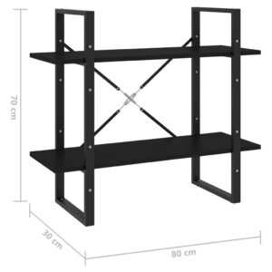 vidaXL Bokhylla 2 hyllplan svart 80x30x70 cm konstruerat trä - Bild 7