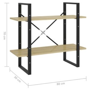 vidaXL Bokhylla 2 hyllor sonoma-ek 80x30x70 cm konstruerat trä - Bild 7