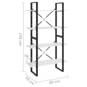 vidaXL Bokhylla 4 hyllplan vit 80x30x140 cm spånskiva - Bild 7