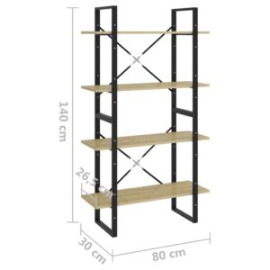 vidaXL Bokhylla 4 hyllplan sonoma-ek 80x30x140 cm spånskiva - Bild 7