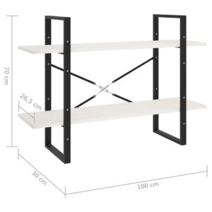 vidaXL Bokhylla 2 hyllplan vit 100x30x70 cm massiv furu - Bild 8