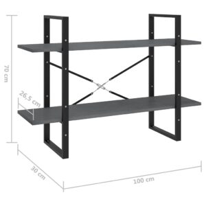 vidaXL Bokhylla 2 hyllplan grå 100x30x70 cm massiv furu - Bild 8