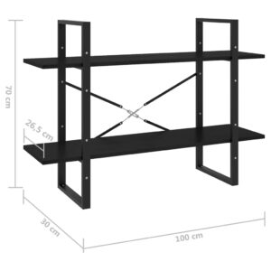 vidaXL Bokhylla 2 hyllplan svart 100x30x70 cm massiv furu - Bild 8