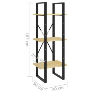 vidaXL Bokhylla 3 hyllplan 40x30x105 cm massiv furu - Bild 8