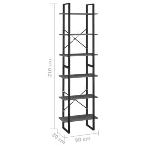 vidaXL Förvaringshylla grå 60x30x210 cm konstruerat trä - Bild 8