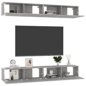 vidaXL TV-skåp 4 st betonggrå 100x30x30 cm konstruerat trä - Bild 3