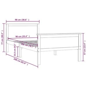 vidaXL Sängram massiv furu 90x200 cm - Bild 7