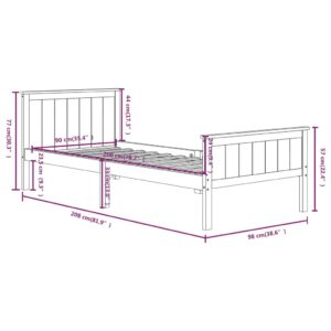 vidaXL Sängram mörkbrun massiv furu 90x200 cm - Bild 7