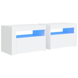 vidaXL Sängbord med LEDs 2 st vit 60x35x40 cm - Bild 2