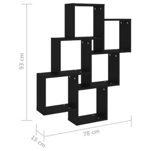 vidaXL Vägghylla kubformad svart 78x15x93 cm konstruerat trä - Bild 6