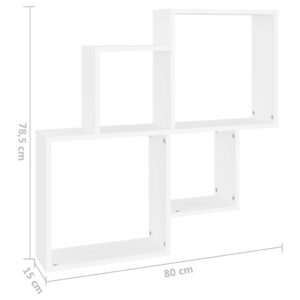 vidaXL Vägghylla kubformad vit 80x15x78,5 cm konstruerat trä - Bild 6