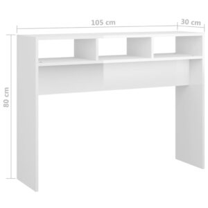 vidaXL Sidobord vit högglans 105x30x80 cm spånskiva - Bild 7