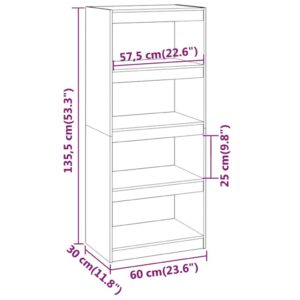 vidaXL Bokhylla/rumsavdelare vit 60x30x135,5 cm massiv furu - Bild 8