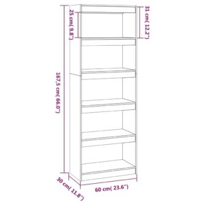 vidaXL Bokhylla/rumsavdelare vit 60x30x167,5 cm massiv furu - Bild 8