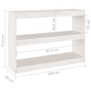 vidaXL Bokhylla/Rumsavdelare vit 100x30x71,5 cm furu - Bild 8