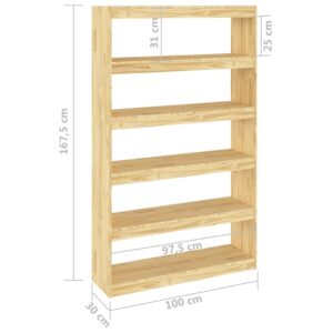 vidaXL Bokhylla/rumsavdelare 100x30x167,5 cm furu - Bild 8