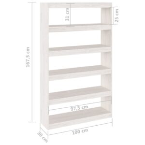 vidaXL Bokhylla/Rumsavdelare vit 100x30x167,5 cm furu - Bild 8