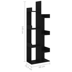 vidaXL Bokhylla svart 48x25,5x140 cm konstruerat trä - Bild 7