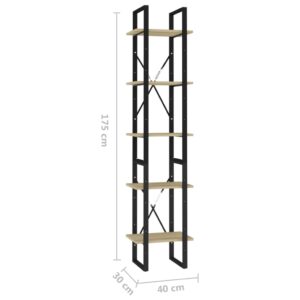 vidaXL Bokhylla 5 hyllplan sonoma-ek 40x30x175 cm konstruerat trä - Bild 6