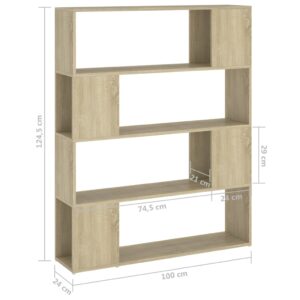 vidaXL Bokhylla Rumsavdelare sonoma-ek 100x24x124 cm - Bild 7