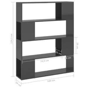 vidaXL Bokhylla Rumsavdelare grå högglans 100x24x124 cm - Bild 7