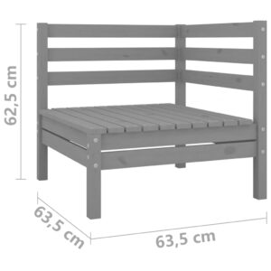 vidaXL Hörnsektion till pallsoffa 2 st grå massiv furu - Bild 6