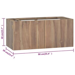 vidaXL Väggmonterat badrumsskåp 90x39x40 cm massiv teak - Bild 7