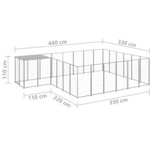 vidaXL Hundgård silver 12,1 m² stål - Bild 6