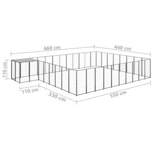 vidaXL Hundgård svart 25,41 m² stål - Bild 6