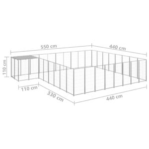 vidaXL Hundgård silver 20,57 m² stål - Bild 6